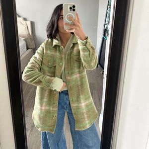 💚 JOIE Green Plaid Shacket Shirt Jacket. Size LG. Great condition!!